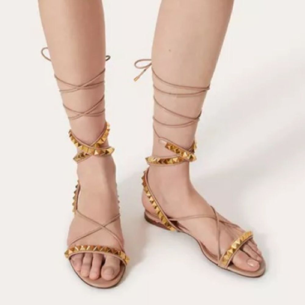 Valentino Garavani Rockstud No Limit Nappa Flat Sandal Size 39 US 9